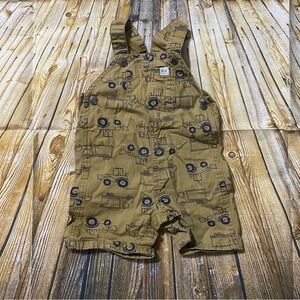 Carters Tan Dump Truck Shortalls Overalls